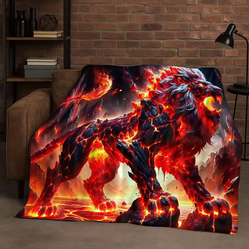 26 Style Tiger Lion Beast Art Cartoon Flannel Blanket,Ultra Soft Warm Plush Throw for Home Bedroom Bed Sofa Cover Office Travel