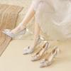 Bow High Heels Wedding Shoes Women's 2025 New Spring Bridesmaid Shoes Bride Shoes Stiletto Crystal Shoes French Single Shoes