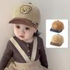 Striped Baseball Cute Baby Bear Cap Cartoon Soft Brim Cotton Infant Boy Girl Peaked Cap Autumn Winter Corduroy Warm Toddler Hats