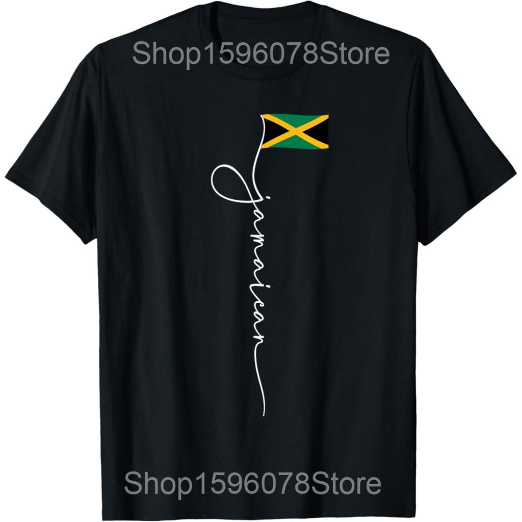 Jamaican Flag Heart Vintage Jamaica T Shirts Men Women Pure Cotton Humor Streetwear Tee Shirt Short Sleeve Unisex Loose Clothing
