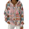 Women's Fashion Casual Christmas Print Pullover Long-Sleeve Hooded Sweatshirt