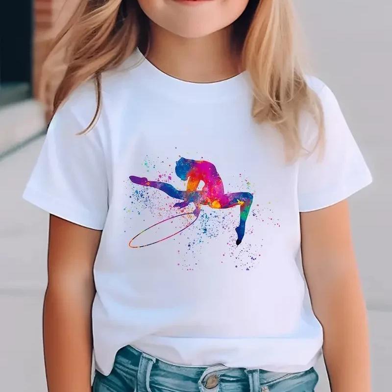 Boys T-shirt Girls Kids Rhythmic Gymnastics Printed T-shirt Modal Clothing Short Sleeves Boys Clothes