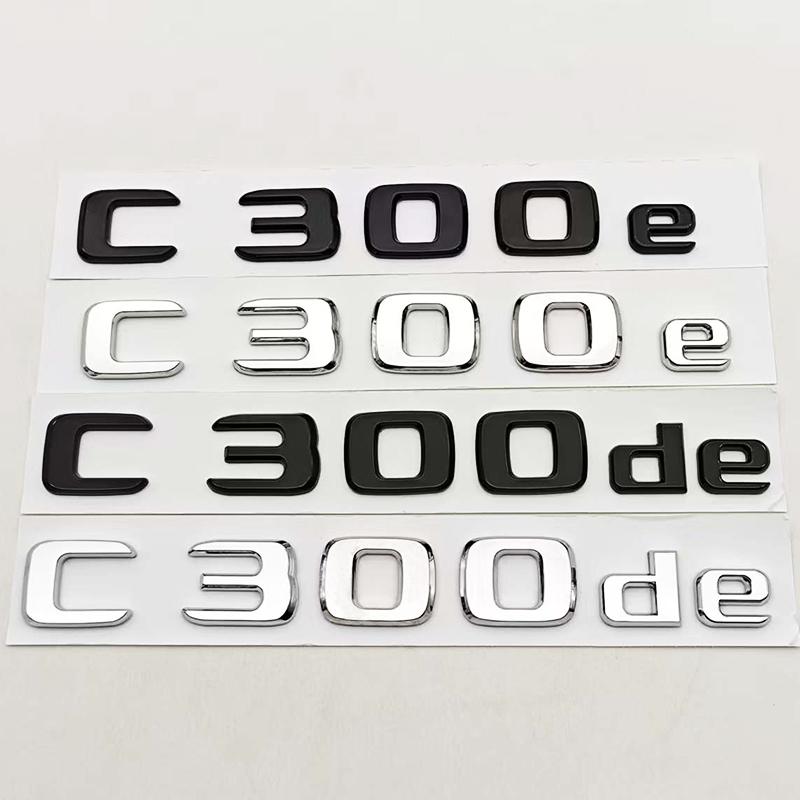 New 3D ABS Chrome Black Car Styling Logo C300e C300de Badge Rear Trunk Emblem Sticker Decals For Mercedes Benz C300e C300de W206