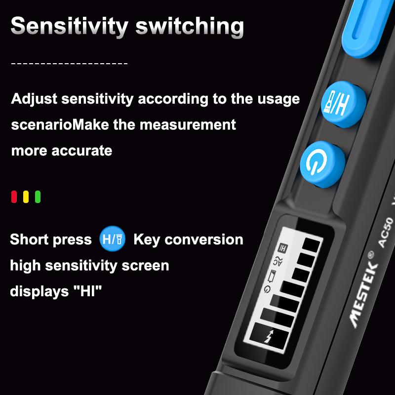 AC50 Voltage Indicator Electric Pencil Voltage Test Pen Non-contact Voltage Detector Voltage Tester Sound Light Alarm