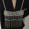 Elegant Pearls Chest Chain with Rhinestones Layered Crystal Body Chain Jewelry for Women Party and Festival Wear