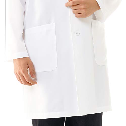 Nursery Men's Daily Doctor Coat, Lab Coat, Examination Coat, Long Sleeves, with Pockets, Size M, Sax (9627203A)