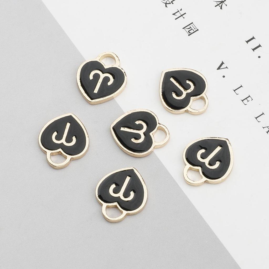 10/12Pcs 12*14mm 12 Constellations Love Heart Droping Oil Alloy Accessories For Jewelry Component Making DIY Necklace Bracelet Earring