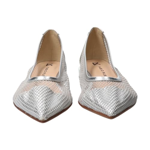 Fabio Rusconi Women's Pointed Toe Low Heel Net Pumps F41504 Silver, Size 22.5cm