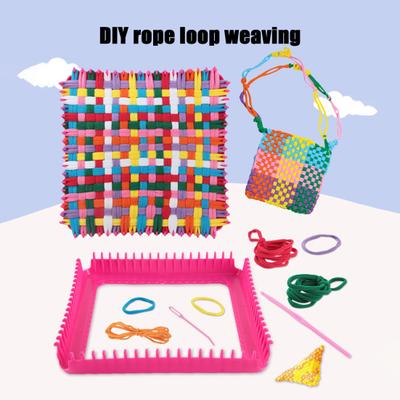 Yousheng 1 Set Weaving Loom Kit with Rainbow Color Loop Crochet Hook Beginner DIY Arts Crafts Potholder Hand Weaving Tools Kids Girls Adults Gift