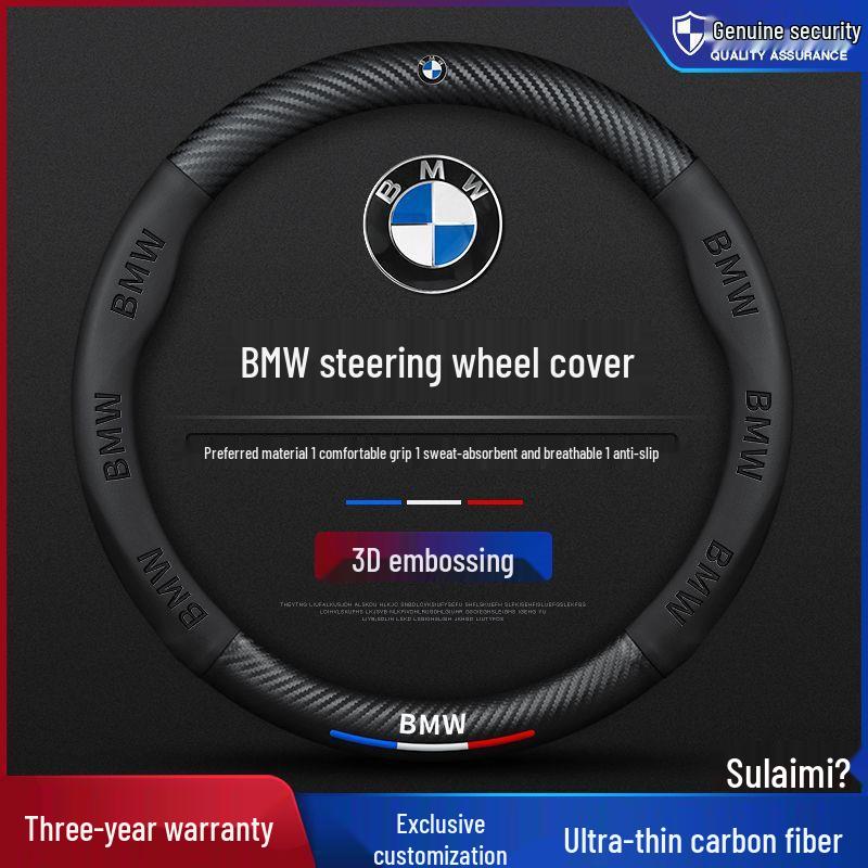 BMW Steering Wheel Cover: Genuine Leather for 3, 5 Series & X1-X7 Models.