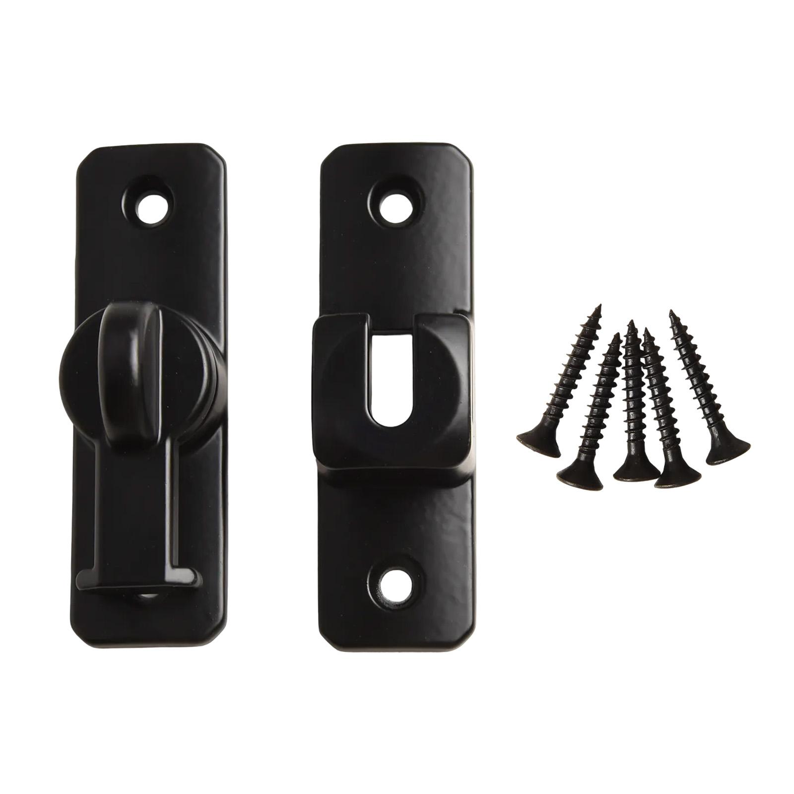 

1 шт. защелка для раздвижной двери, домашняя защелка, защелка, цинковый сплав, 90-180 градусов, простая установка, замок для раздвижной двери в ванной комнате, защелка чёрный