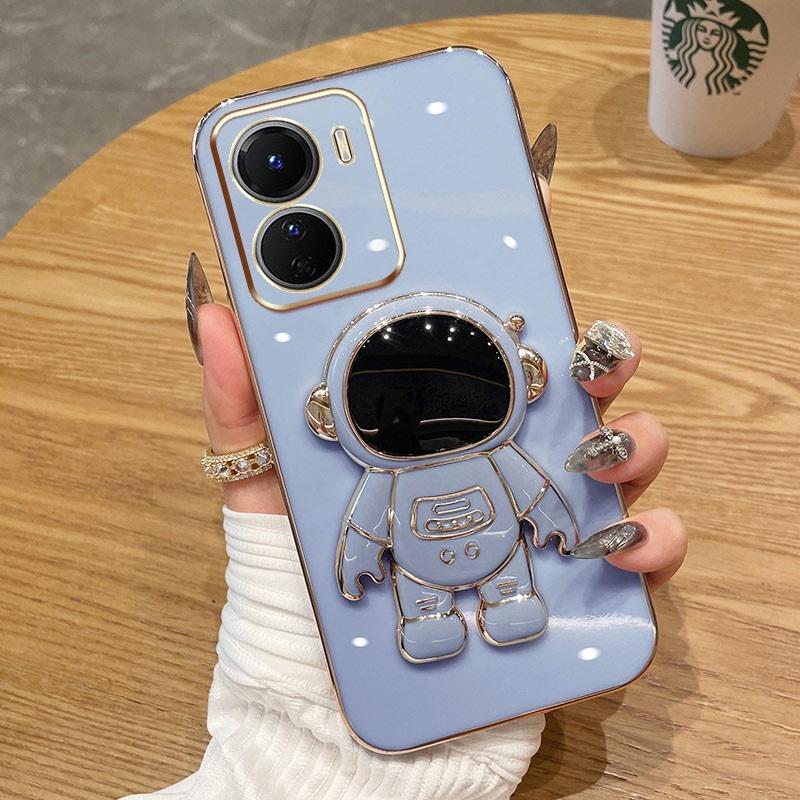 

Для Vivo T2 Y91C Y1S Y19 Y91 Y91i Y93 lite Y95 Y81 Y81i X80 X70 Pro чехол Мягкий силиконовый чехол с держателем космонавтов задняя крышка кронштейн чехол для телефона For Vivo X80 Pro серый