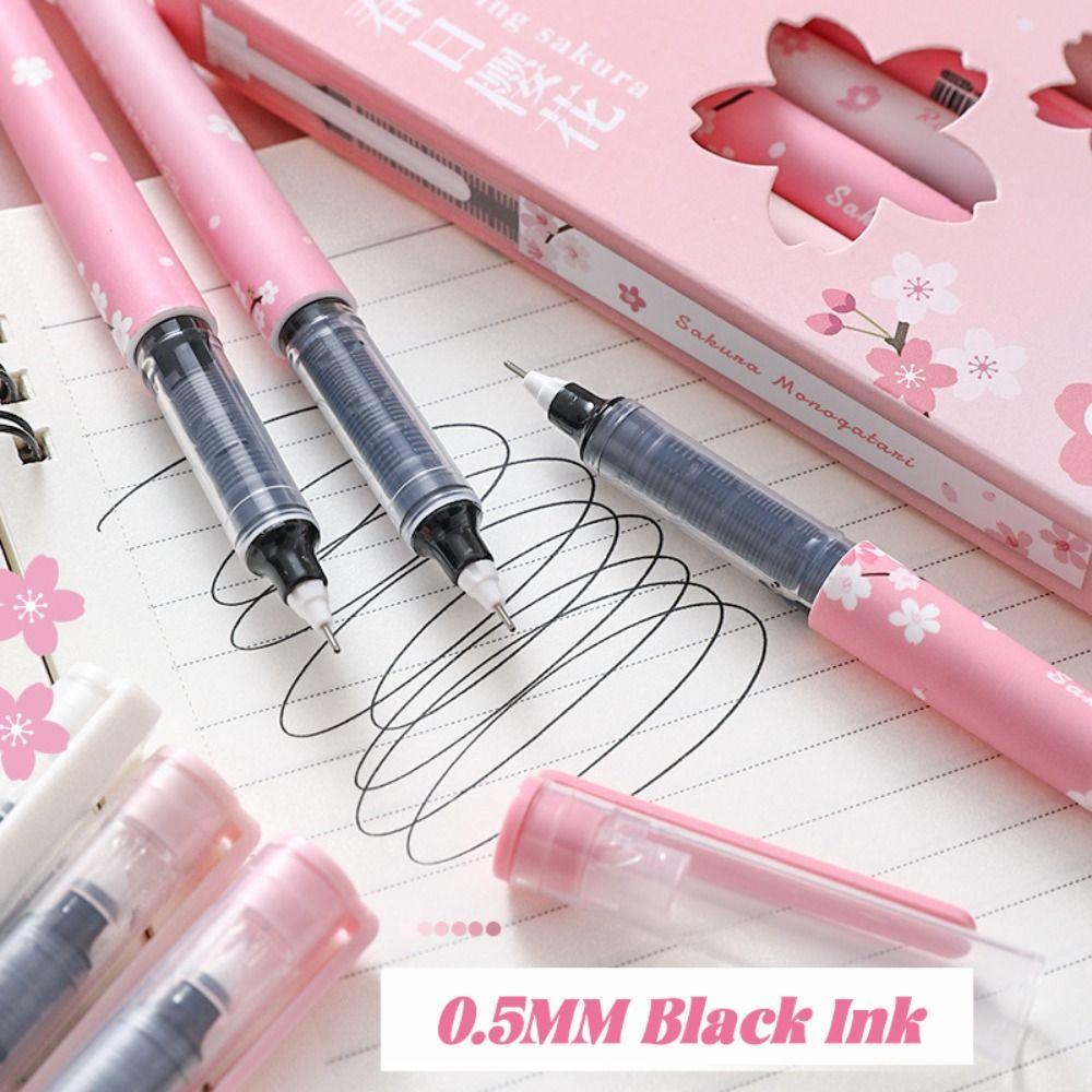 6PCS/Set Replaceable Refill Gel Pen 0.5mm Black Ink Large-capacity Neutral Pen Quick-drying Signature Pens Students