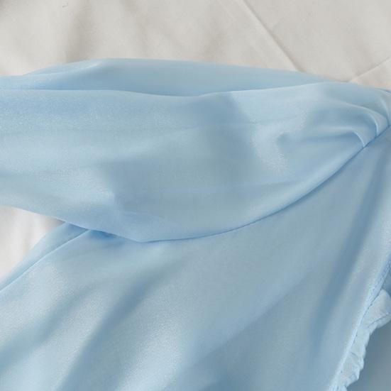 Dámský tenký kabát jednobarevný ochrana proti slunci letní šifonový kardigan s mašlí košile pro každodenní nošení