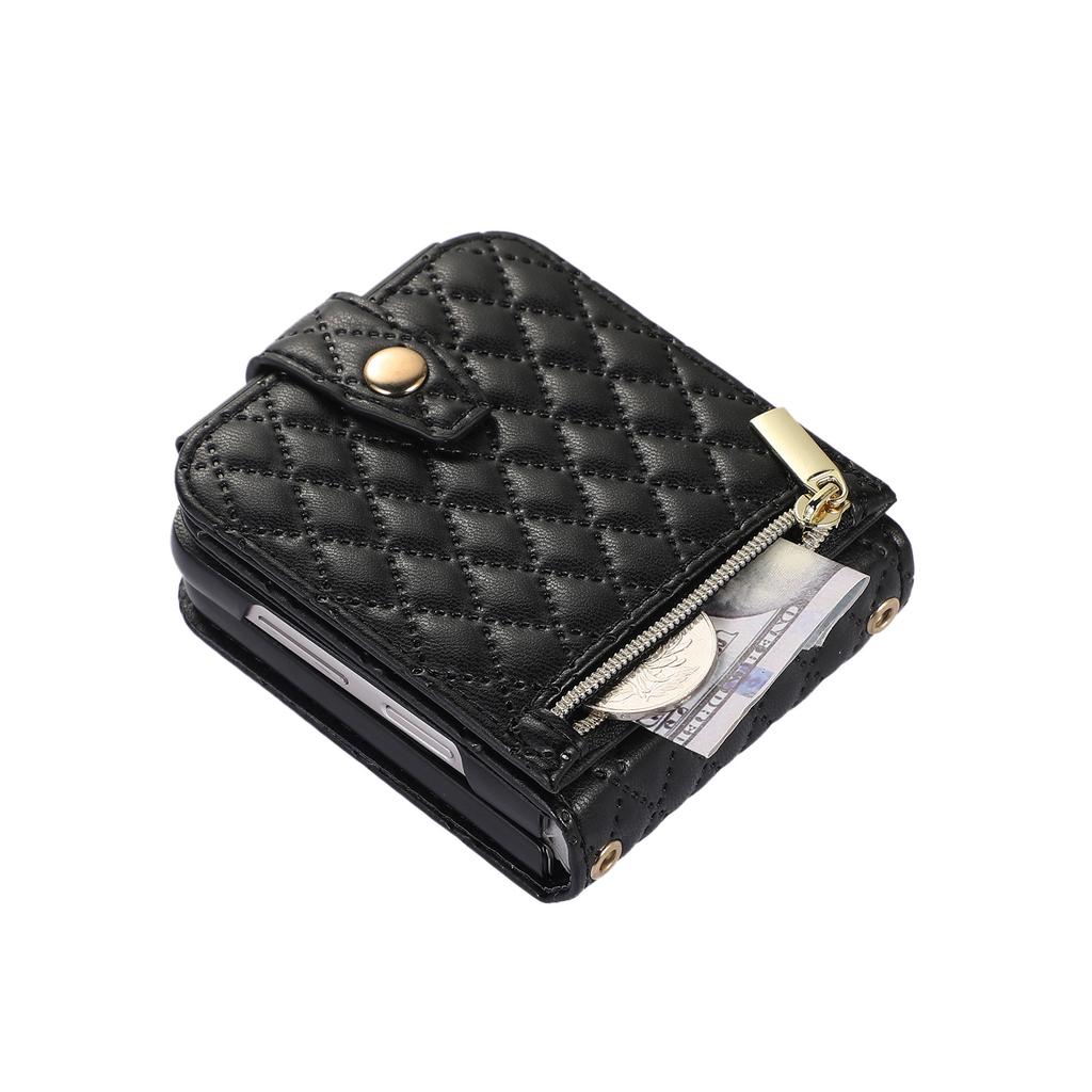 Galaxy Z Flip5 Multi-Karten Handyhülle Faltbar Geeignet für Samsung Fold5 Kleine Duft Crossbody Handy Lederhülle