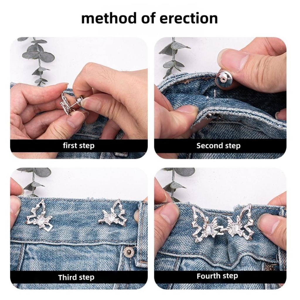 Fashionable Simple Waist Accessory Detachable Non Stitching Button  Butterfly Waist Buckle Minimally Designed Jewelry