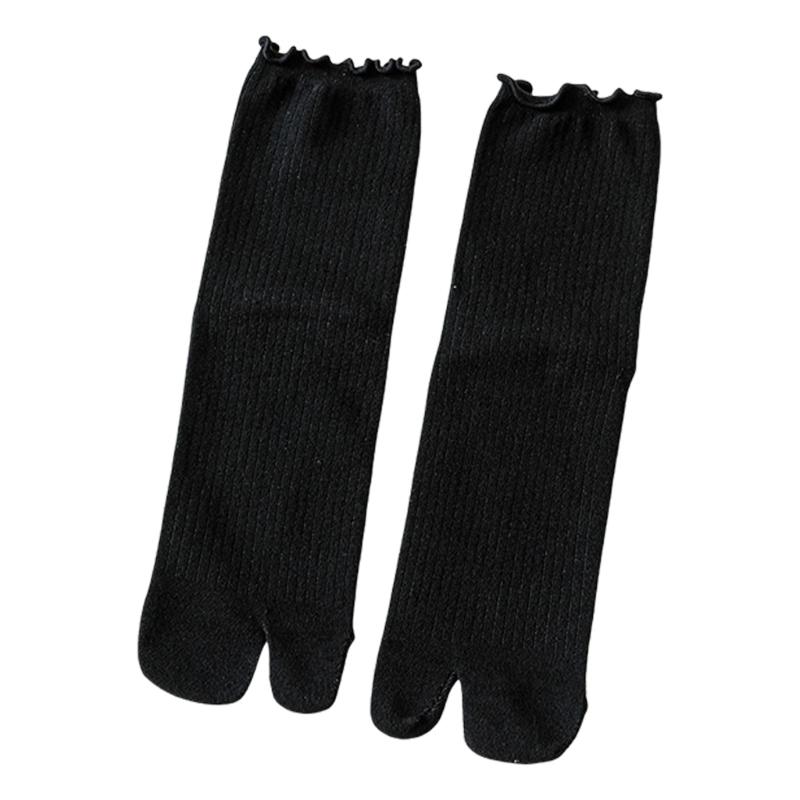 Ruffle Trim Frilly Crew Socks Flip Flop Socks Tabis Split Toe Socks Cotton Booties Socks Casual Ankle High Socks Hosiery