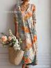 Langes Freizeitkleid mit 3D-Druck - Frische Frühjahrs-/Herbstmode
