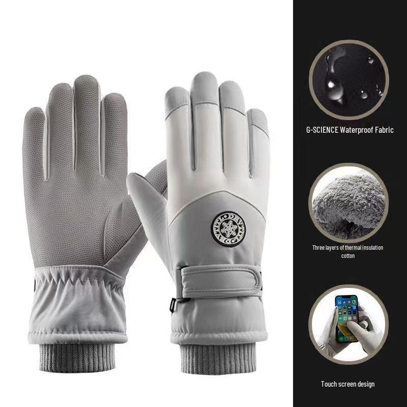 Fleece-Lined Waterproof Ski Gloves - Non-Slip, Touchscreen Compatible, for Men & Women, Thick, Windproof Winter Gloves for Cycling