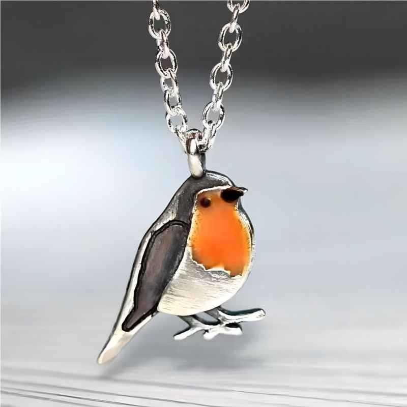 European & American Retro Bird Branch Jewelry Set: Drip Oil Earrings, Ring & Necklace