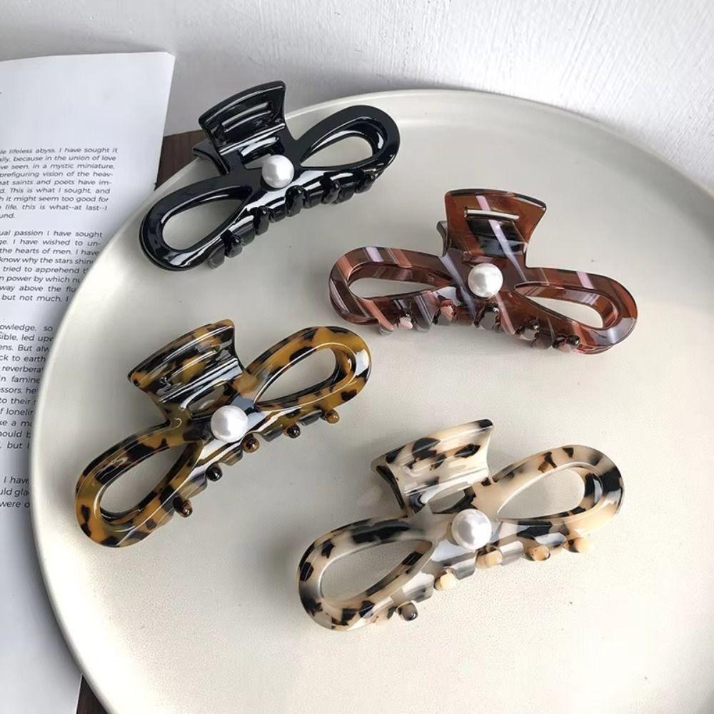 Hair Ornament Women Hair Claws Pearl Lady Shark Clip Ponytail Hair Clips  for Girls Headwear