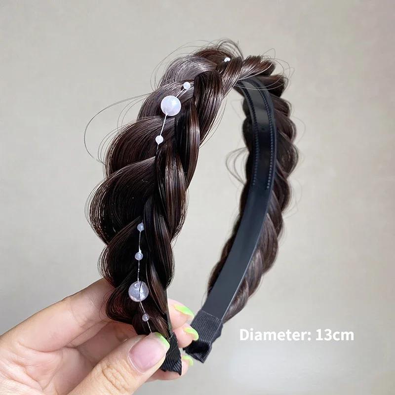 

Pearl Twist Headbands Women Wide Fishbone Braided Hairbands Handmade Head Hoop Hair Styling Headwear Hair Accessories Girl Gifts