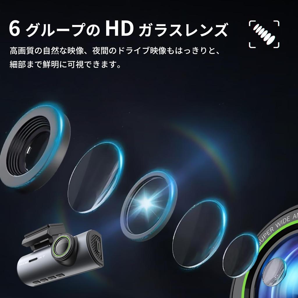 ZOOBLY Dash Cam with Front and Rear 4K Front and 1080P 64GB SD LCD Smartphone Night Wide Angle Emergency Loop and Noise Reduction Cameras, Rear, Card,