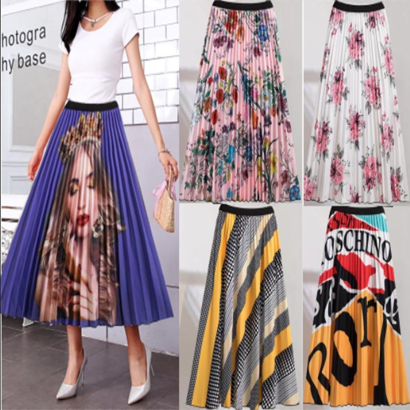 EBA abbigliamento donna primavera estate gonna di media lunghezza gonna plissettata gonna donna vita alta e sottile