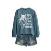 Womens Oversized Long Sleeve Hoodie Top With Horse Lover Graphic Print Cotton Blend Casual Sweatshirt Winter