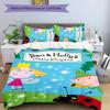 Set di biancheria da letto con motivo Ben and Holly's Little Kingdom da 3 pezzi, set copripiumino include copripiumino e federe, decorazione perfetta per la camera da letto in tutte le stagioni e regalo