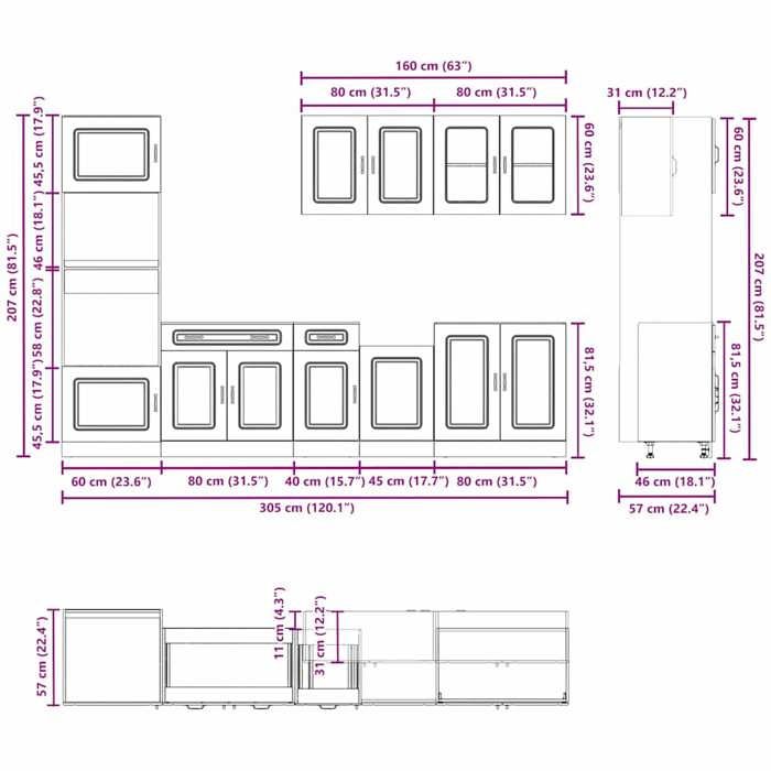 VidaXL Ensemble d'armoires de cuisine 7 pcs Kalmar bois d'ingénierie 3314740