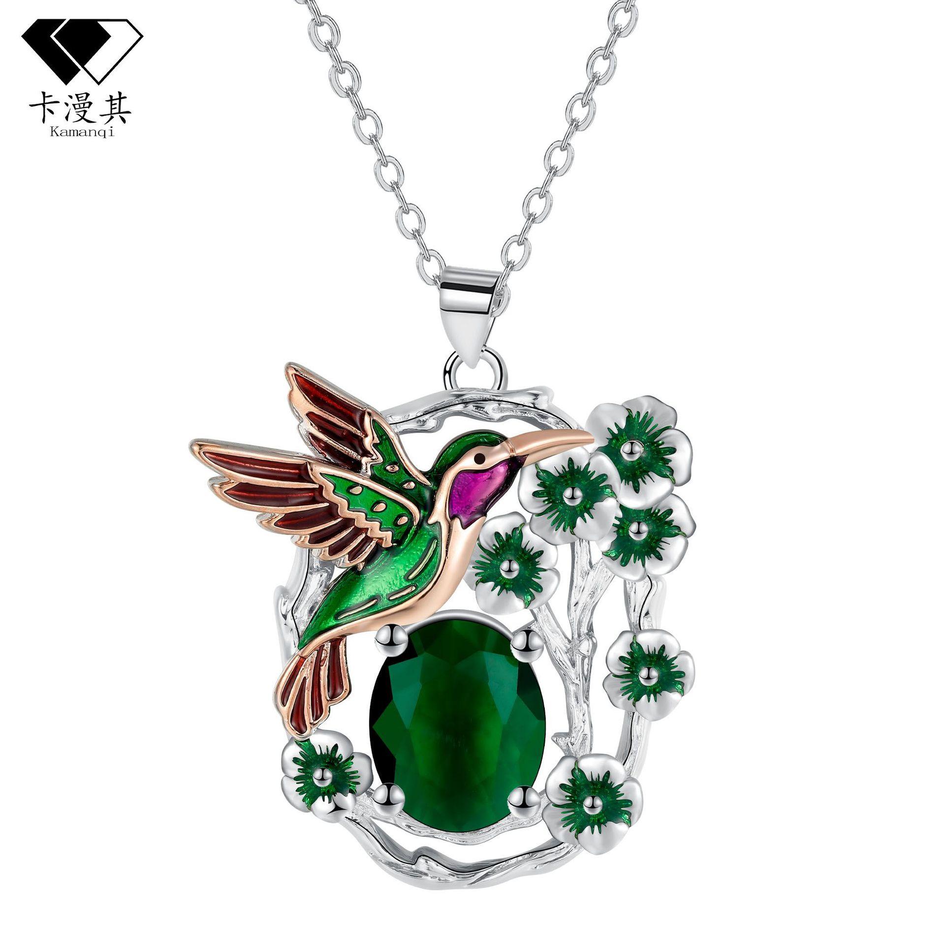 Kamanqi cross-border e-commerce explosion Amazon hot-selling jewelry Hummingbird necklace women s retro cross chain pendant jewelry