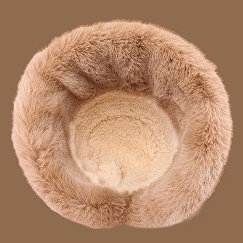 Autumn Winter Bucket Hat for Women Thickened Warm Wool Cap Dome Wide Brim Hat Soild Color Windproof Hat Clothes Accessories