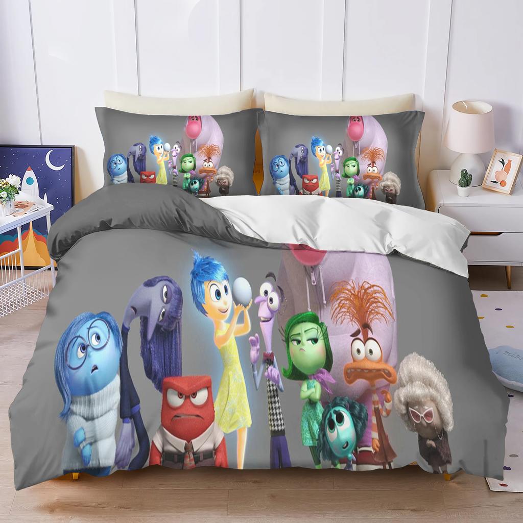 Inside Out Anime Home Bedroom Comforte Nordic polyester material suitable for children and adults 3-piece set