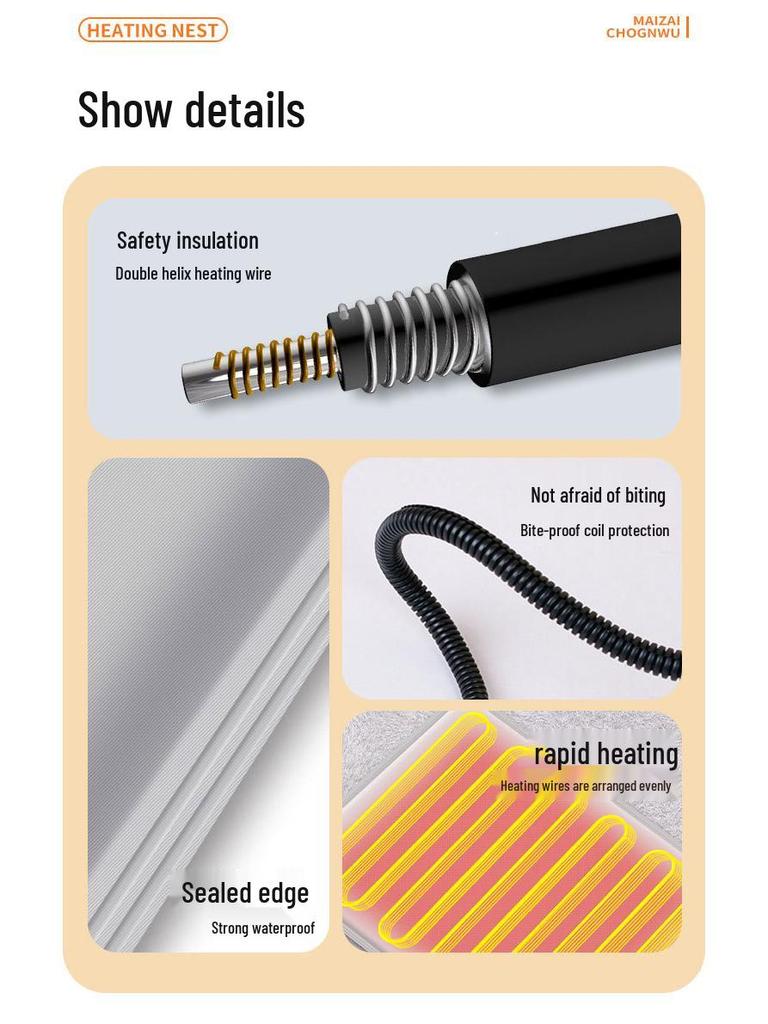 Adjustable Heated Cat Bed with Foldable Design and Constant Temperature