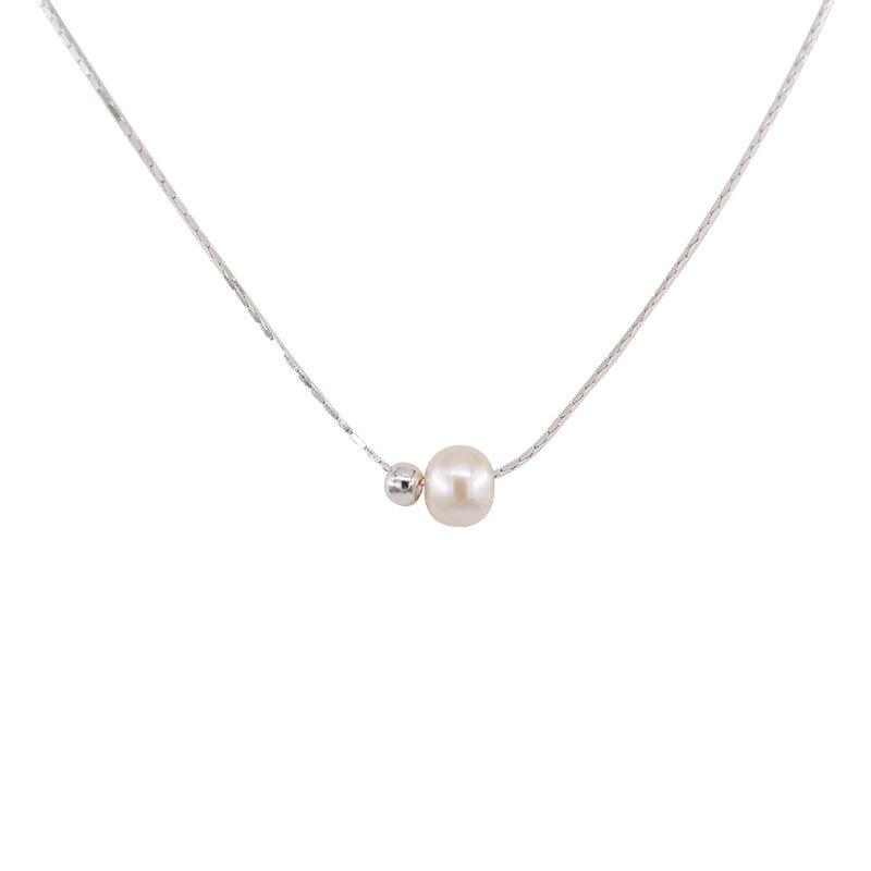 Minimalist Style Natural Freshwater Pearl Snake Bone Necklace with Summer Elegance, Luxury, and Superiority