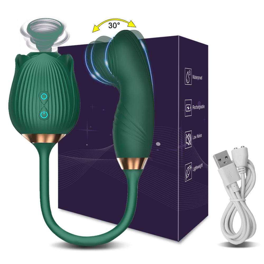 Rose-Sucking Vibrator for Women Swing Dildo Clit Sucker Nipple Clitoris Stimulation Vibrators Female Sex Toys for Adults