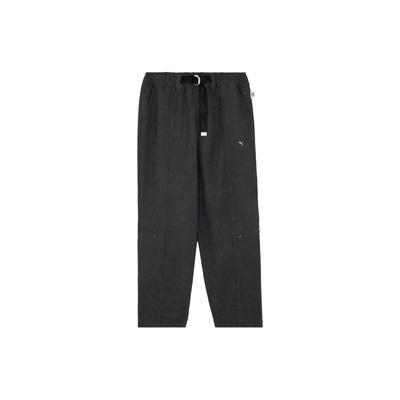 Mmq Woven Pants Solid Color Mid Waist Casual Pants Unisex Bottoms Charcoal 623055-13