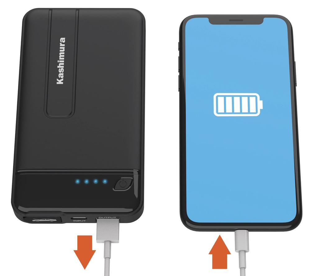 Kashimura NKD-237 Jump Starter, 4,000 mAh, Prevents Car Rising Up, Compatible with Gasoline