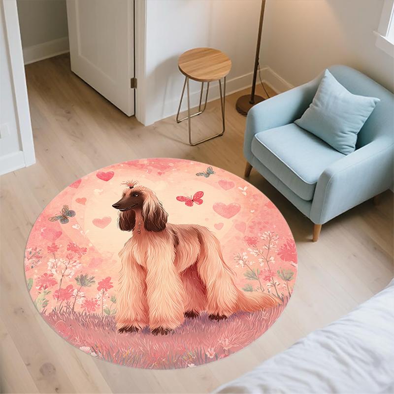 Afghan Hound Pattern Round rug,Carpet Rug for Living Room Bedroom Playroom ,Non-slip Floor Mat,Holiday Gifts and Birthday Gifts.
