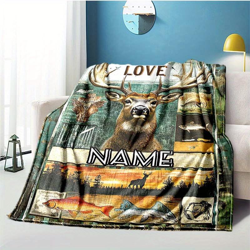 Elk Customize Your Name Outdoor Blanket Used For Chair Office Sofa Bed Camping Soft And Warm Giving Friends And Relatives Birthday Graduation Gift
