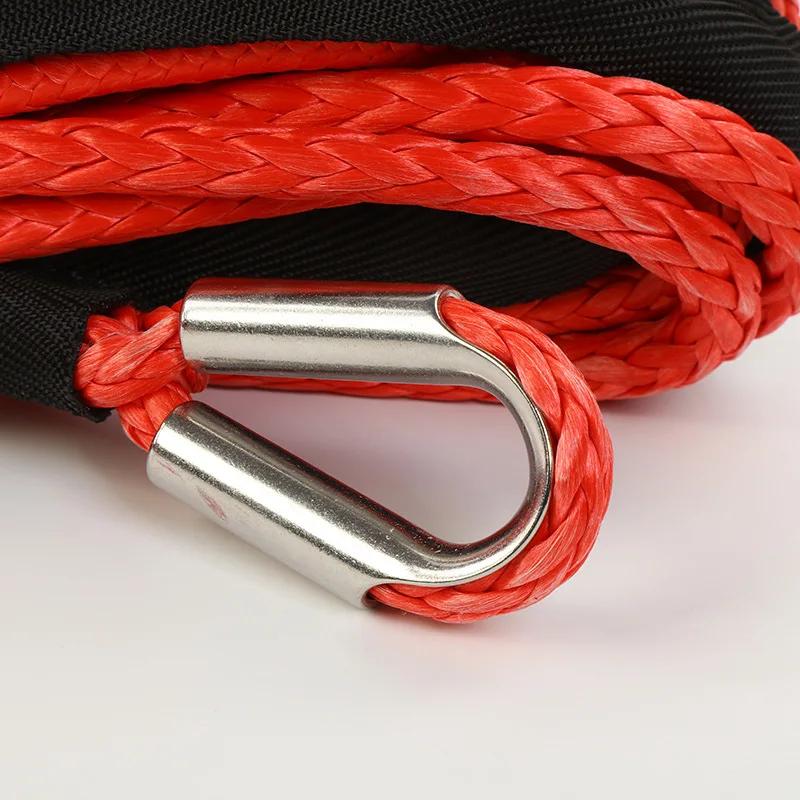 26mx9mm 26500LBS Traction Rope Synthetic Winch Rope Automotive Road Trailer ATV SUV Trailer Rope Rescue and Escape
