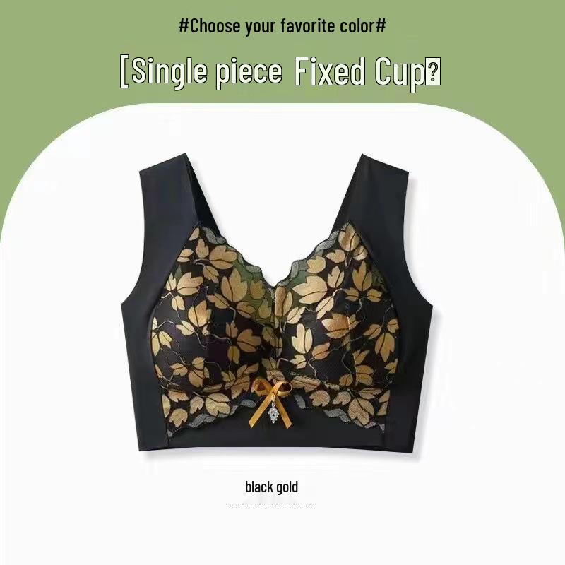 2024 Women's Seamless Lace Bralette with Side Support and Fixed Cups