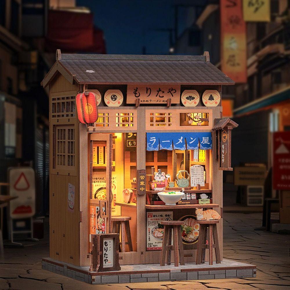 City Walking Series DIY Doll House Toy Decoration 3D Ramen Restaurant Kit  for Kids and Adults