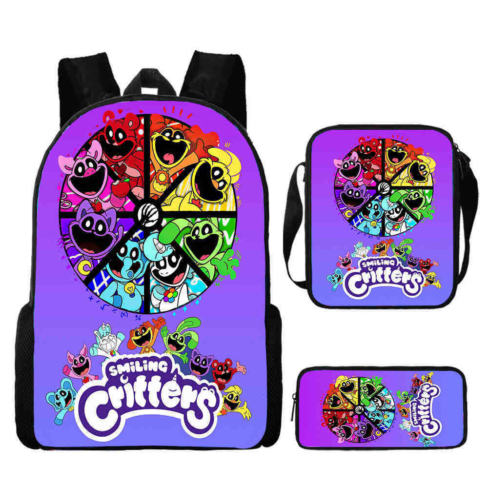 Playtime Smilingcritters Smiling Animals Three-Piece Student School Bag Backpack pencil bag