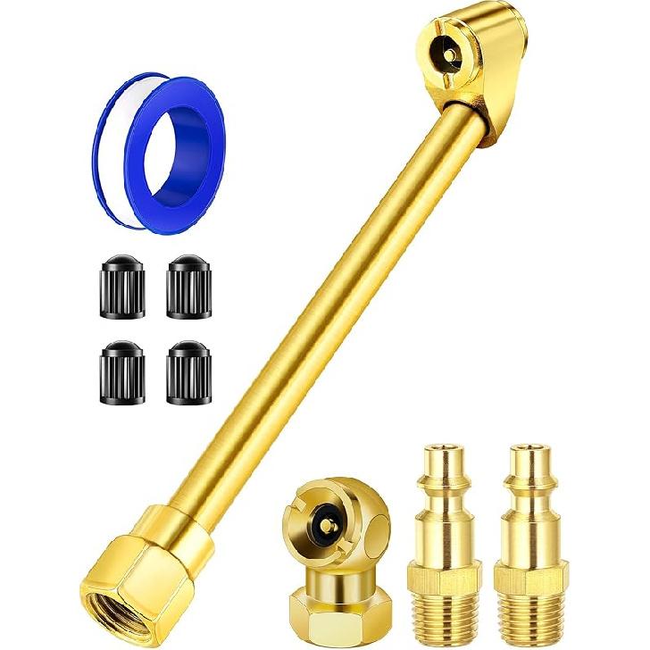 

2-Way Connection Air Chuck Set, Heavy Duty Dual Head Air Chuck With Closed Ball Tire Chuck & 1/4 Inches NPT Male Quick Plug, Tire Air Fill Kit For Normal