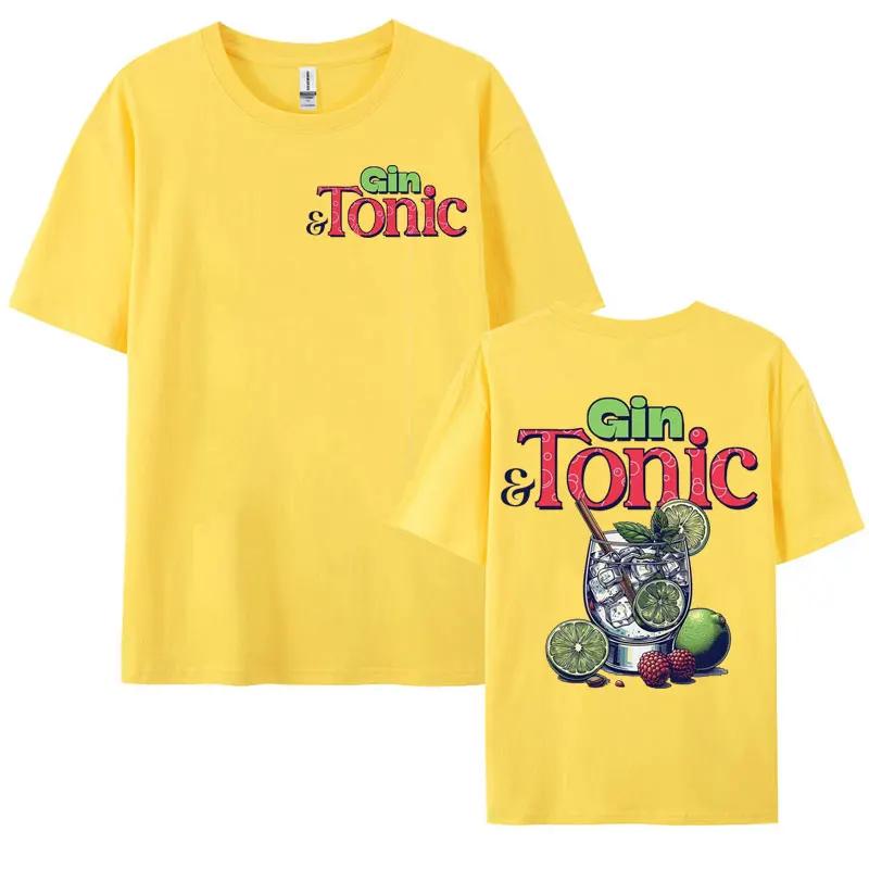Funny GIN & TONIC Meme Graphic T-shirt Drink Cocktail Themed Gift T-shirts Men Women's Fashion Aesthetic Y2k Cotton T Shirt Tops