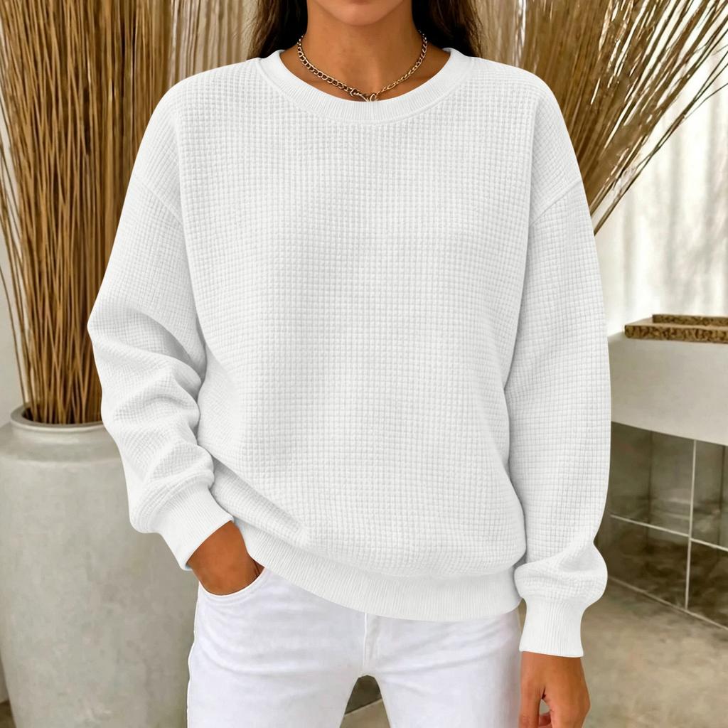 Women's Color Neck Long Sleeve T-Shirt Casual Tee