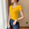 2023 Women's Korean Style Slim Fit Solid Color Short Sleeve T-shirt
