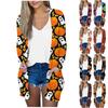 Moda Donna Cardigan Giacca Manica Lunga Casual Largo Tasca Hallowen Top